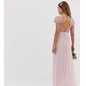 TFNC Bridesmaid Open Back Lace Maxi - Mink…